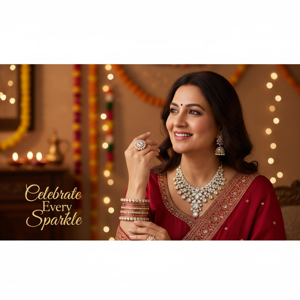 Elegant woman wearing silver necklace - Timeless Romance Collection