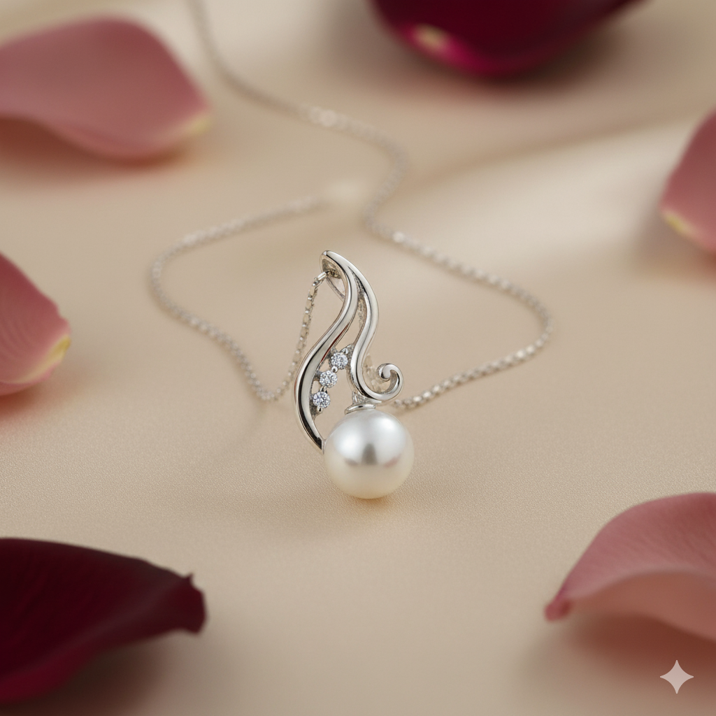 Serene Aura Pearl Drop Pendant Chain