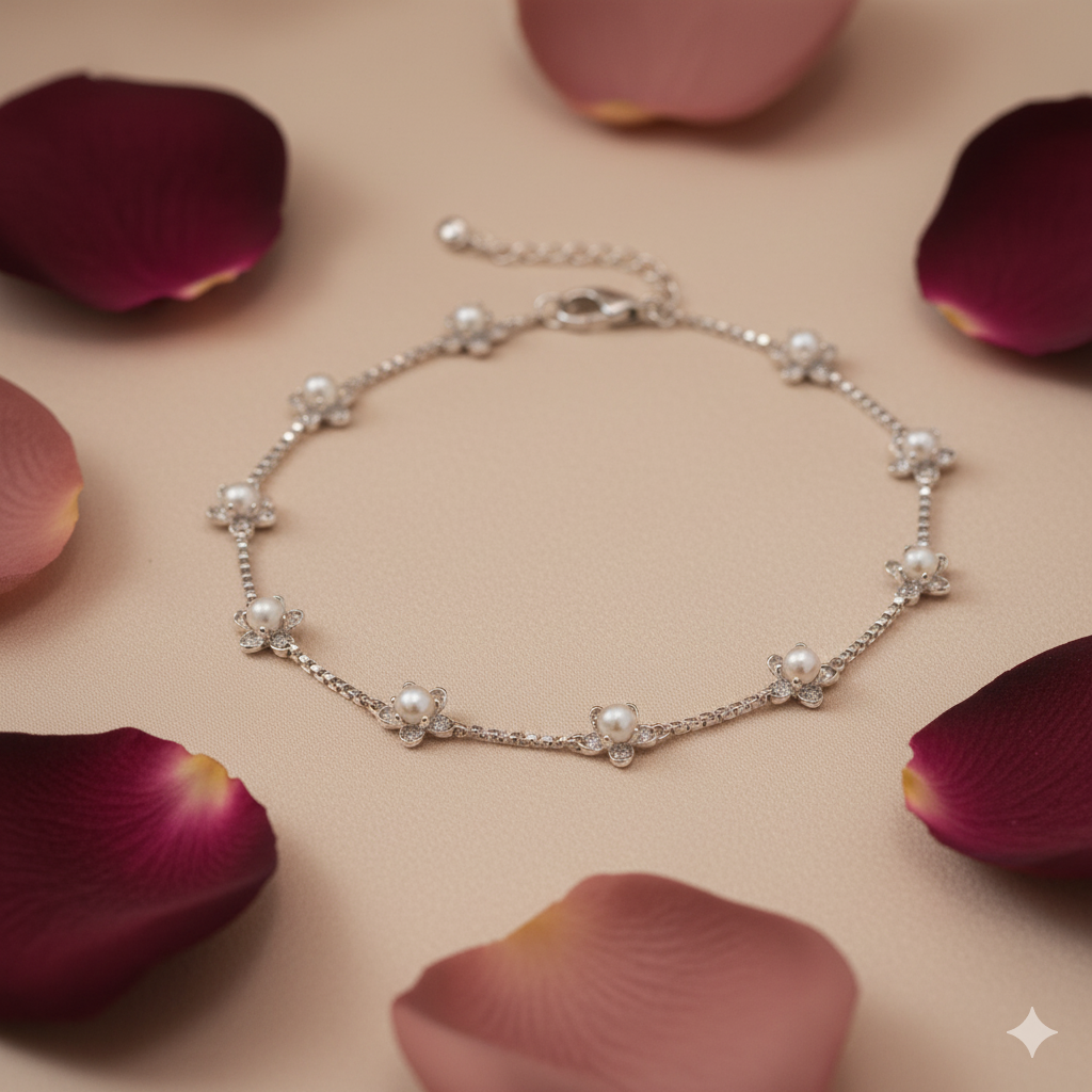 Whispering Bloom Pearl & AD Anklet
